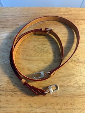 Adjustable Brown Leather Crossbody Strap with Tan Trim